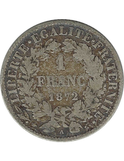 FRANCE 1 FRANC CERES 1872 A PETIT A (Paris) TB+