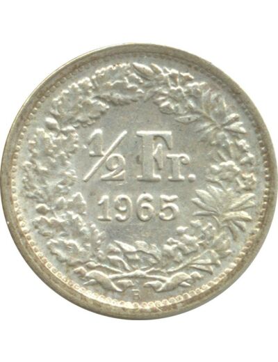 SUISSE 1/2 FRANC 1965 B TTB+ N1