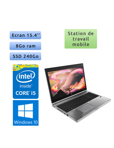 HP EliteBook 8560p - Windows 10 - i5 8Go 240Go SSD - HD6470M - 15.4 - Webcam - Station de Travail Mobile PC Ordinateur