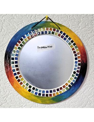 MON BEAU MIROIR – Bois, mosaïque & peinture (Ø 30 cm)