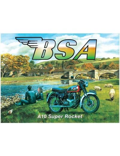 Plaque métal Vintage – BSA – A10 Super Rocket – 30 x 40 cm – Les Collections Rétro.