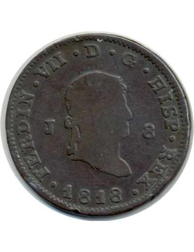 ESPAGNE 8 MARAVEDIS 1818 JA FERDINAND VII TB+ (W461)