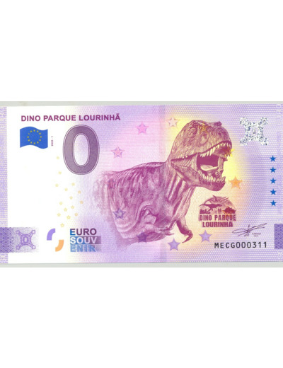 PORTUGAL 2020-1 DINO PARQUE LOURINHA BILLET SOUVENIR 0 EURO TOURISTIQUE  NEUF