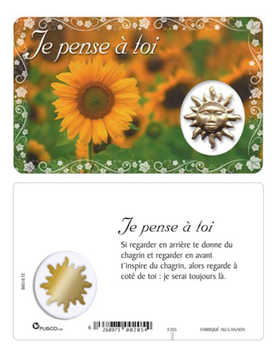 Carte-prière avec insertion JE PENSE A TOI