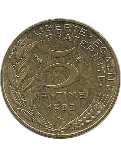 FRANCE 5 CENTIMES LAGRIFFOUL 1983 SUP/NC