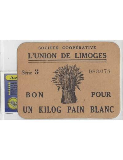87 HAUTE VIENNE L'UNION DE LIMOGES BON POUR 1 KILOG DE PAIN