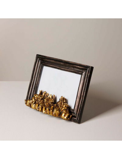 Cadre photo lapins dorés 10x15x6cm