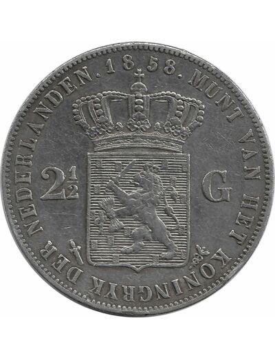 PAYS-BAS HOLLANDE 2 1/2 GULDEN 1858 TTB