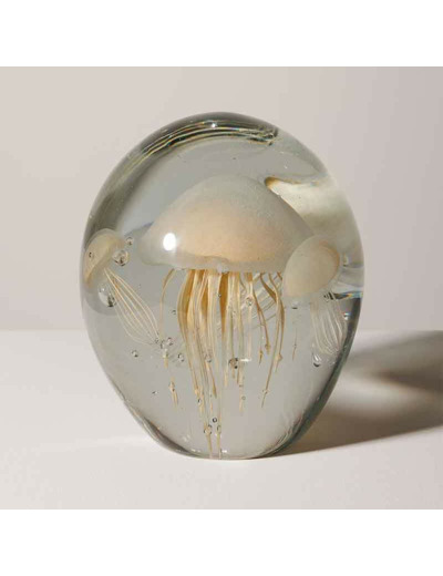 Sulfure méduse crème verre 16x13x13cm