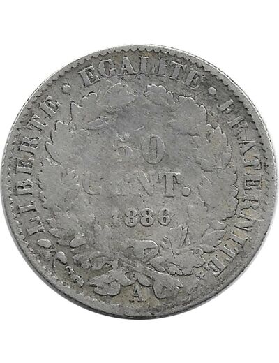 FRANCE 50 CENTIMES CERES 1886 A TB