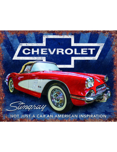 Plaque métal - Chevrolet Stingray - 40x31.5cm - Décoration vintage.