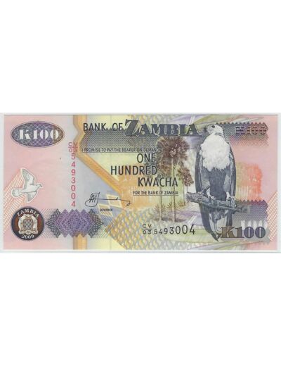 ZAMBIE 100 KWACHA 2009 SERIE CV03 NEUF 004