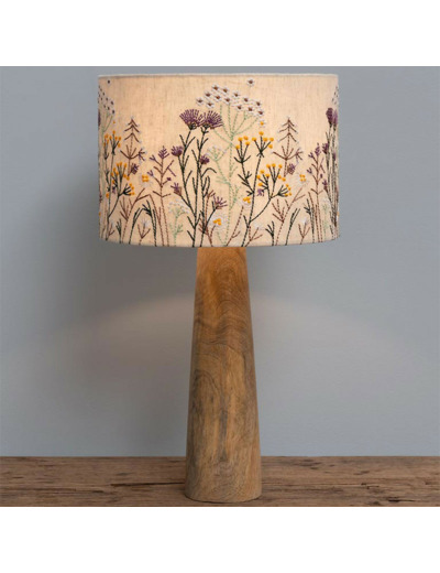 Lampe à Poser Fleurs Brodées Wildflower Bois de Manguier 54x28cm