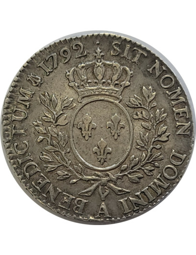 LOUIS XVI 1/2 ECU AUX BRANCHES D'OLIVIER 1792 A (Paris) SUP+ (VG355)