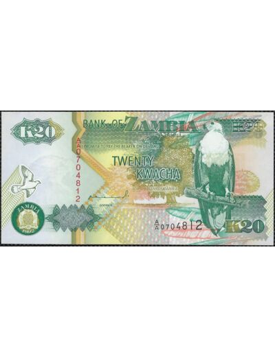 ZAMBIE 20 KWACHA 1992 SERIE AA NEUF W36