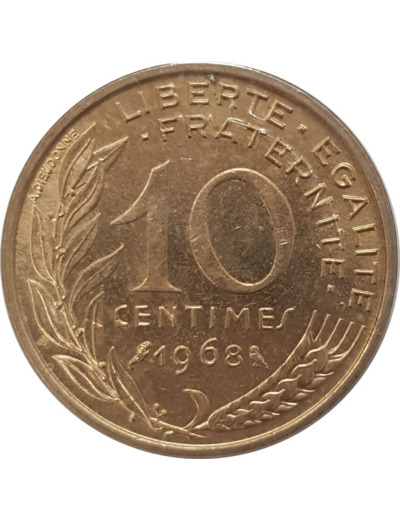 FRANCE 10 CENTIMES LAGRIFFOUL 1968 SUP