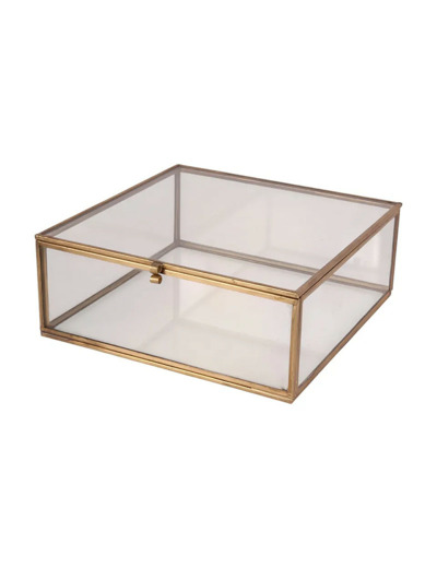 Boîte à bijoux verre doré 20x20x8cm