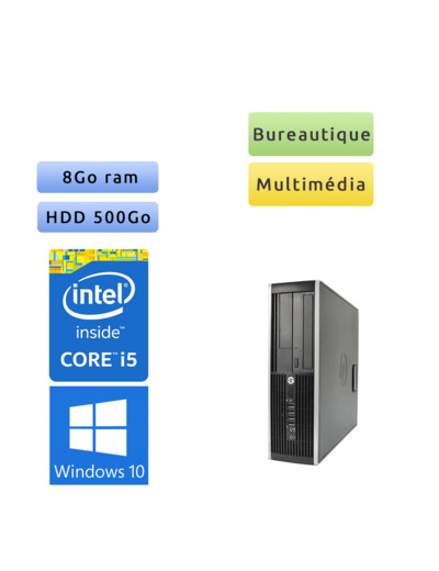 HP 8200 Elite SFF - Windows 10 - i5 8Go 500Go - Port série - PC Tour Bureautique Ordinateur