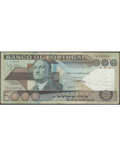 PORTUGAL 5000 ESCUDOS 24-05-1983 TB TTB (W182c)