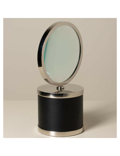 Loupe sur base cylindrique cuir 12x23x10cm