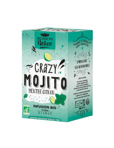 Infusion plaisir Crazy Mojito menthe citron bio 16 sachets