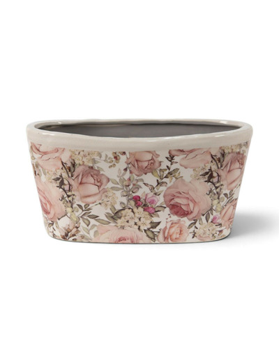 Pot de fleurs rose céramique 27x13x14cm