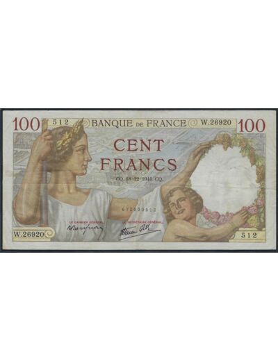 FRANCE 100 FRANCS SULLY 18-12-1941 W.26920 TTB+