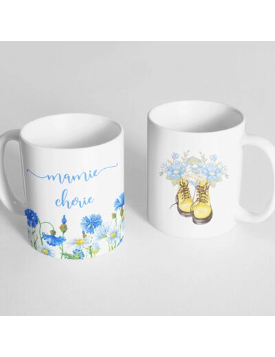 Mug personnalisé bottes fleuries