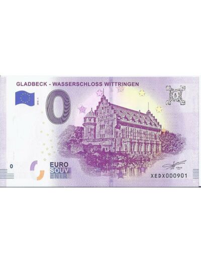 ALLEMAGNE 2018-1 GLADBECK WASSERSCHLOSS WITTRINGEN BILLET SOUVENIR 0 EURO