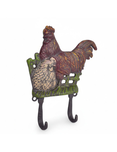 Patère coq biscotte multicolore 17x4x22cm
