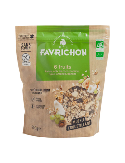 Muesli croustillant bio 6 fruits-500g-Favrichon