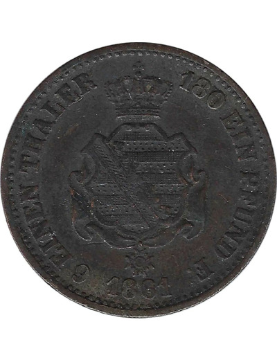 ALLEMAGNE SAXONY 1/6 THALER 1861 B TTB