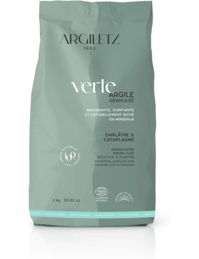 Argile verte illite granulee 3kg LABO ARGILETZ