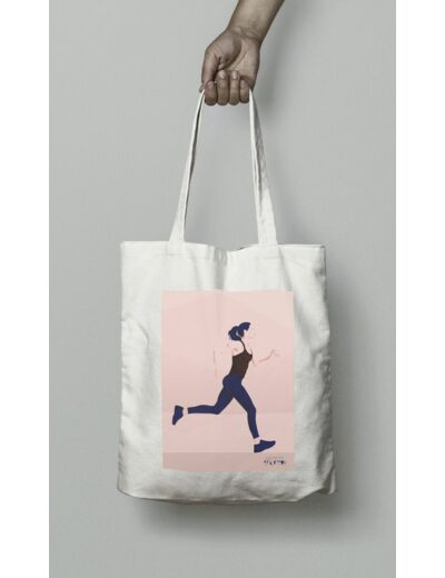 Tote bag ou sac de course "Une femme qui court"