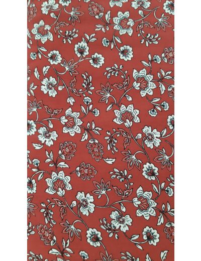 Viscose Radiance by Penelope® Europe fond  terracotta fleurs blanches