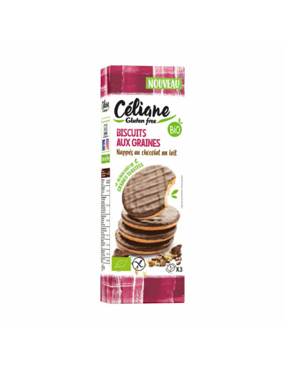 Biscuits sans gluten aux graines bio, chocolat au lait-150g-Céliane