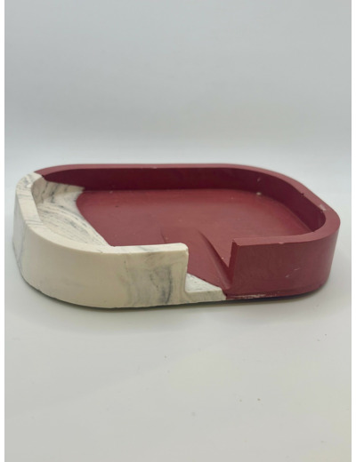 Porte-savon rectangulaire bordeaux effet marbre avec écoulement d’eau