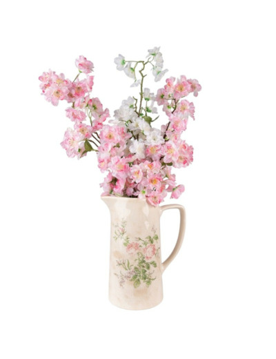 Pichet décoratif céramique rose beige 21x15x25cm