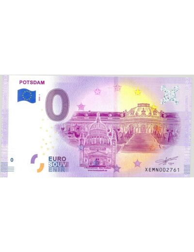 ALLEMAGNE 2020-1 POTSDAM BILLET SOUVENIR 0 EURO TOURISTIQUE  NEUF