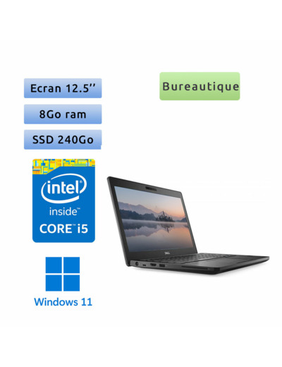 Dell Latitude 5290 - Windows 11 - i5 8Go 240Go SSD - 12.5 - Webcam - Ordinateur Portable PC