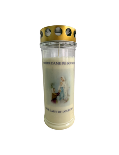 Bougie Funéraire 160 Heures ND de Lourdes avec Prière