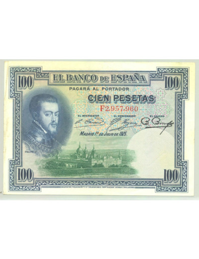 ESPAGNE 100 PESETAS 01-07-1925 SERIE F 960 TB+