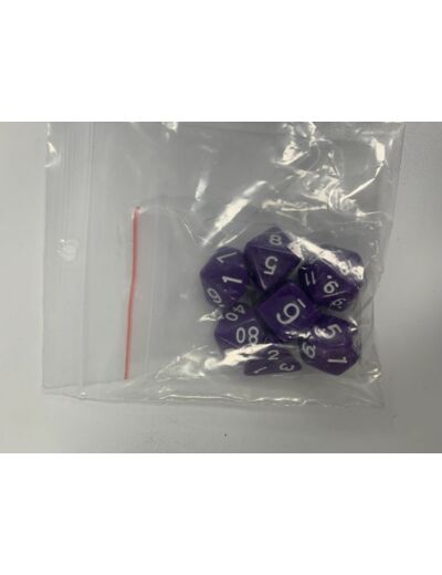 LOT DE 7 DES POLYEDRIQUES NUMERIQUE VIOLET