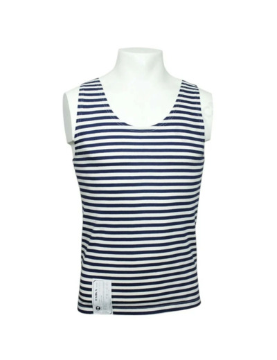 Débardeur telnyashka russe en coton navy – marinière militaire authentique