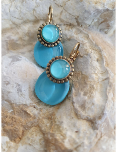 BOUCLES D'OREILLES DORMEUSES BLEU AZUR