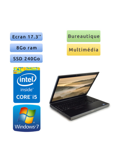 Dell Precision M6500 - Windows 7 - i5 8Go 240Go SSD - 17.3 - Station de travail Mobile PC