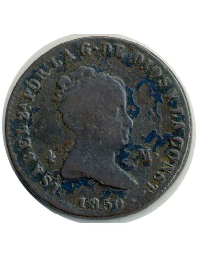 ESPAGNE 4 MARAVEDIS 1850 JA ISABEL II TB+ (W530.2)