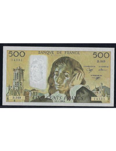 FRANCE 500 FRANCS PASCAL 02 05 1991 SERIE B.349 SUP