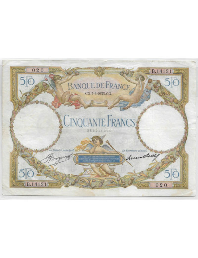 FRANCE 50 FRANCS L.O. MERSON SERIE B.14131 3-8-1933 TTB