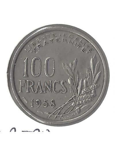 FRANCE 100 FRANCS COCHET 1958 B TTB
